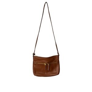 Fossil Brown Pebbled Leather Crossbody Bag Cognac Gold Hardware NWOT